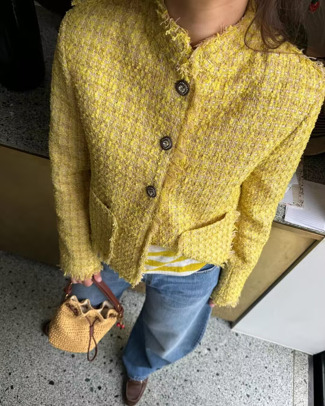 Yellow Winter Clothing - Jesienno-zimowy nowy elegancki wełniany płaszcz damski