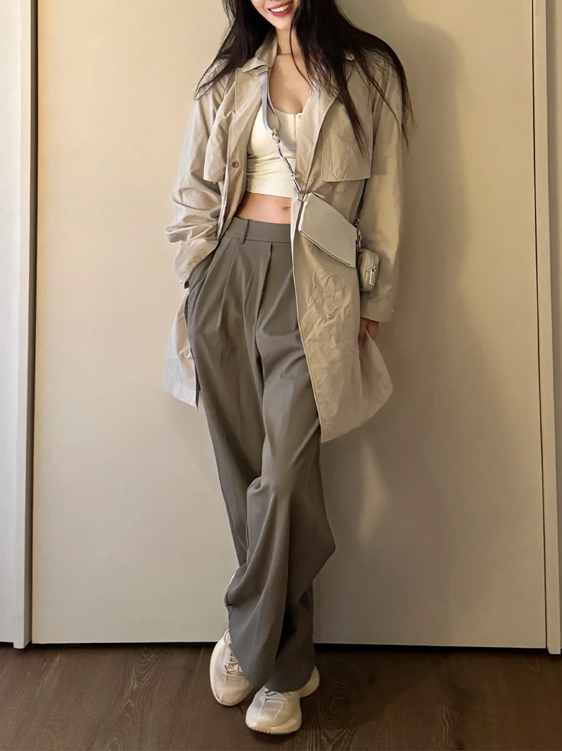 Winter Clothing Gear - Spodnie garniturowe z kieszeniami i plisami,