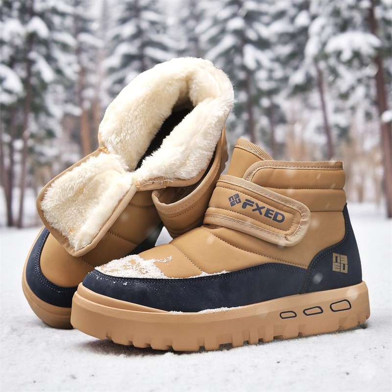 Snow Boot Fur Lined - Jesienno-zimowe ciepłe męskie śniegowce z futrem,