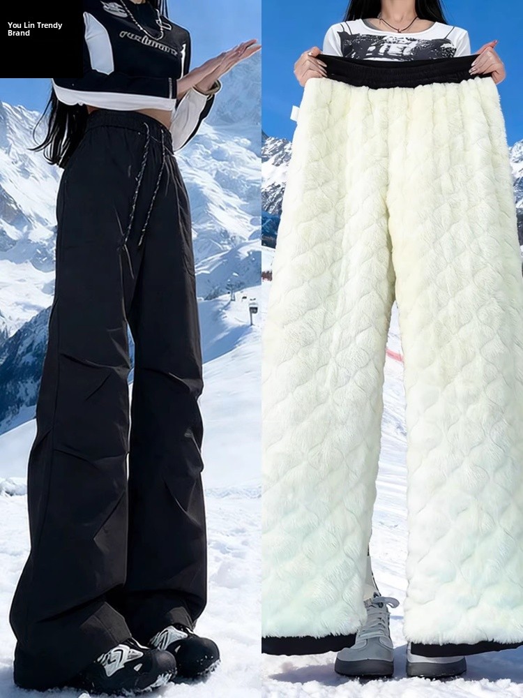 Ski Pants Waterproof - Czarne, zimowe, ocieplane, wodoodporne spodnie bawełniane