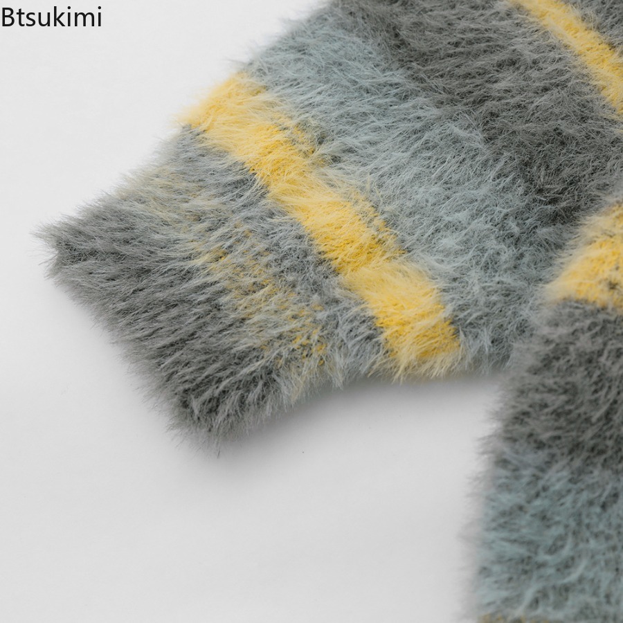 Męski żółty kardigan w paski,  – Yellow Winter Clothing recenzja i cena