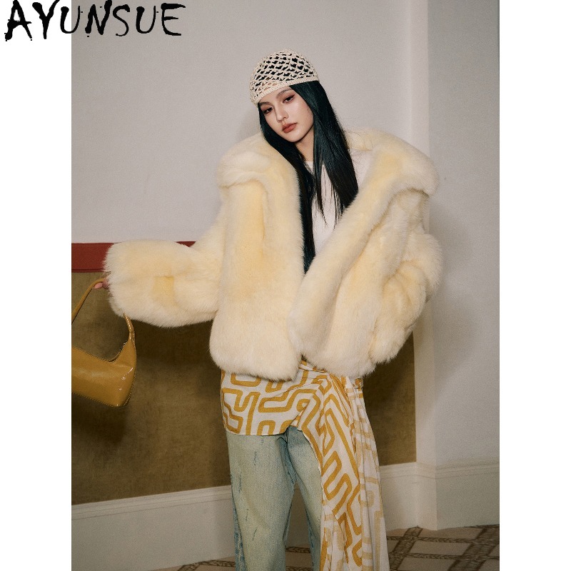 AYUNSUE Prawdziwe futra z lisa – Yellow Winter Clothing recenzja i cena